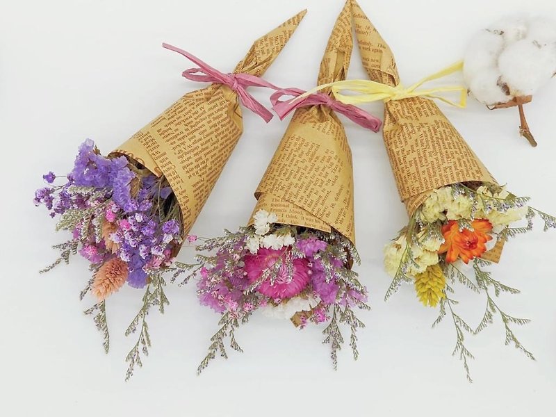Dried Flower Cone Small Bouquet-Bow Version Mini Cone Exchange Gift Wedding Small Object Exploration Ceremony
