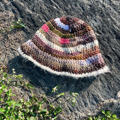 Crochet bucket hat women men embroidery Custom knit mustard