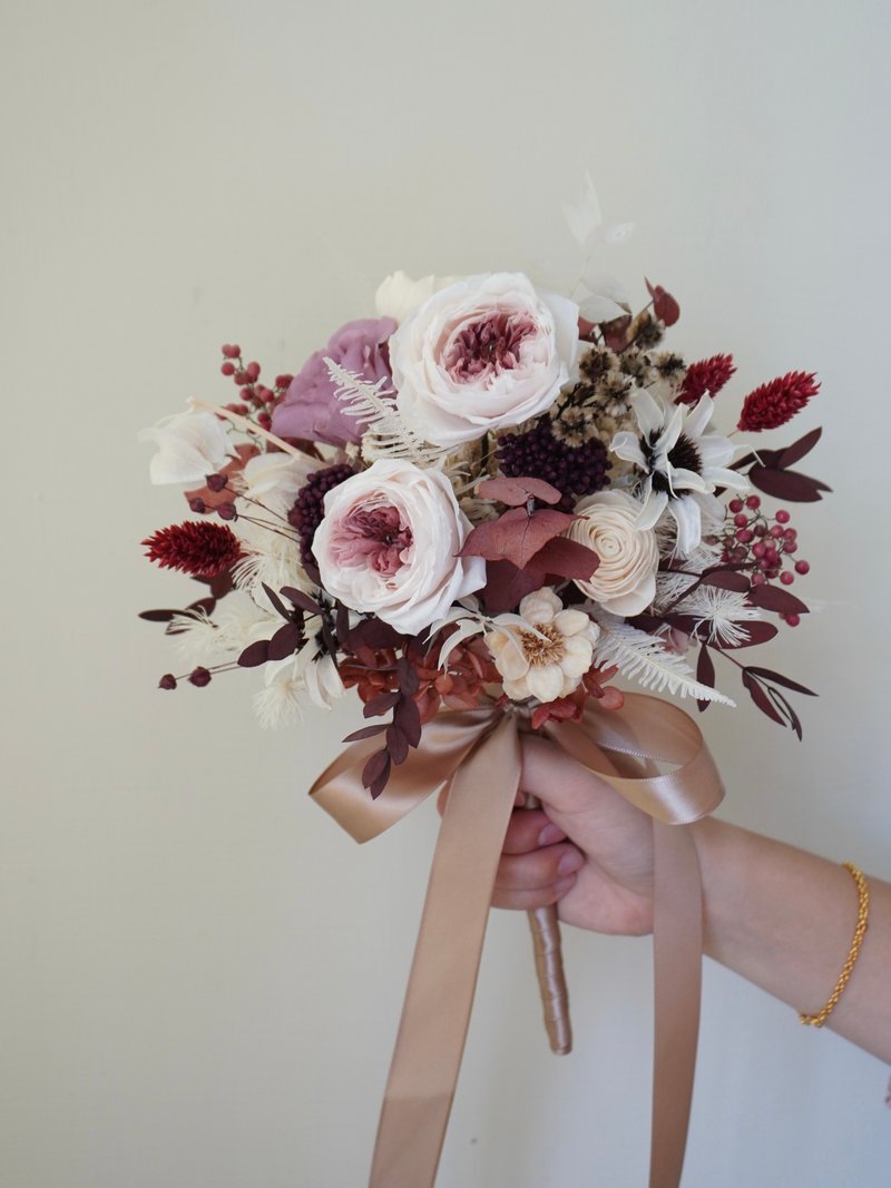 - Retro purple-red bouquet - Everlasting bouquet, bride's bouquet, wedding dress, photo shoot, Korean bouquet - Dried Flowers & Bouquets - Plants & Flowers 