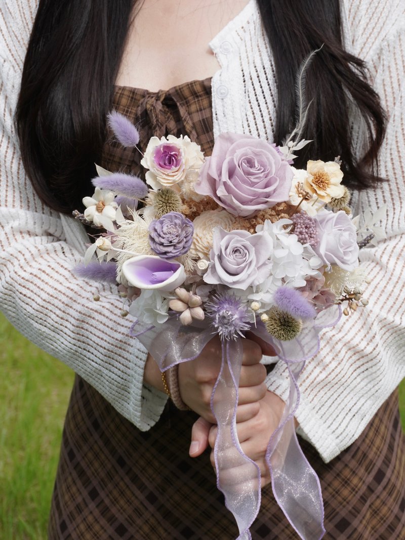 - Romantic purple bouquet - Eternal bouquet, bridal bouquet, wedding dress, photo shoot, Korean bouquet - Dried Flowers & Bouquets - Plants & Flowers 