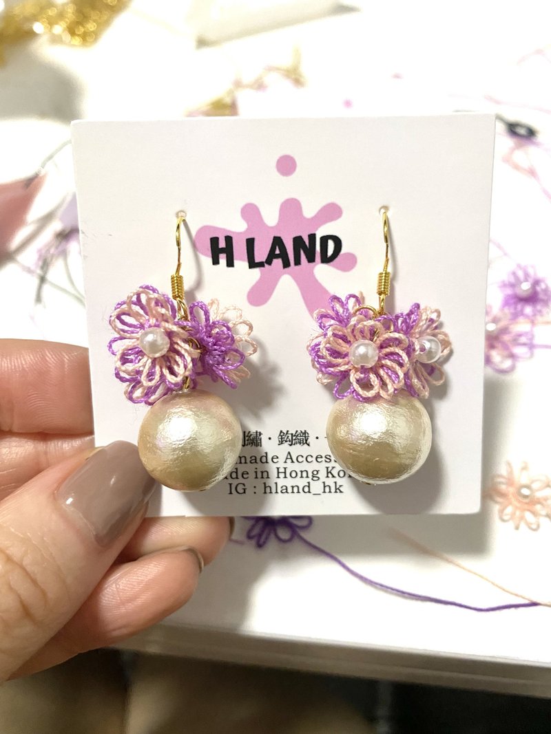 H003 - Earrings & Clip-ons - Cotton & Hemp Pink