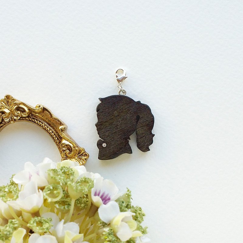 Wooden Charm Silhouette－Little Girl Charm Gift Customization - Charms - Wood Brown
