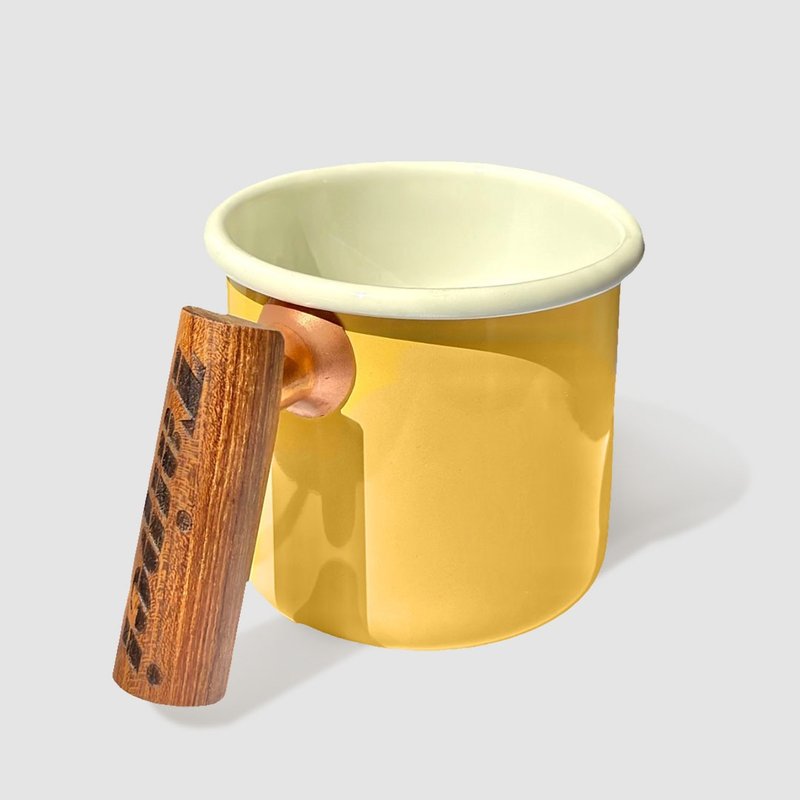 Truvii 柚木把手雙色琺瑯杯 露營杯 - 奶油黃 - 其他杯子 - 琺瑯 黃色