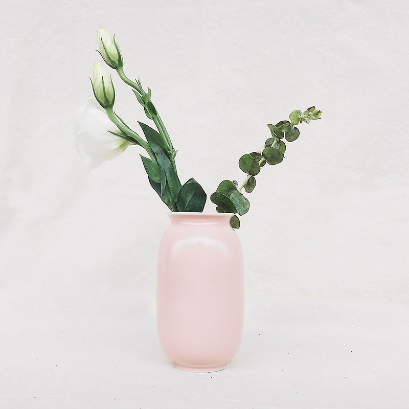 簡約北歐風花器－Short Cylinder 嫩粉色 - 植物/盆栽/盆景 - 瓷 粉紅色