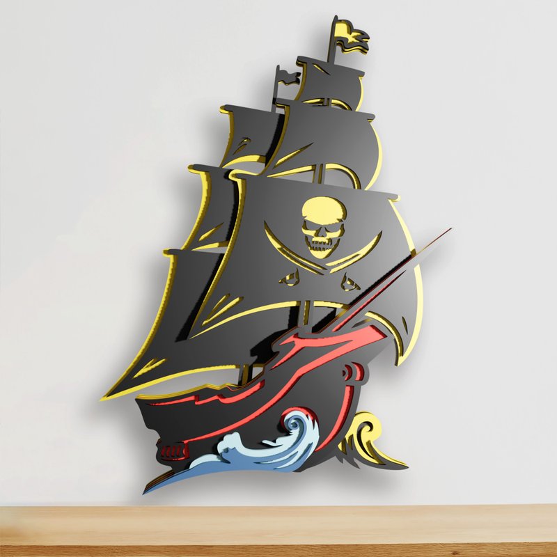 用於雷射 Cricut 和 CNC 切割的海盜船多層 3D SVG DXF 文件 - 圖文模板設計 - 其他材質 