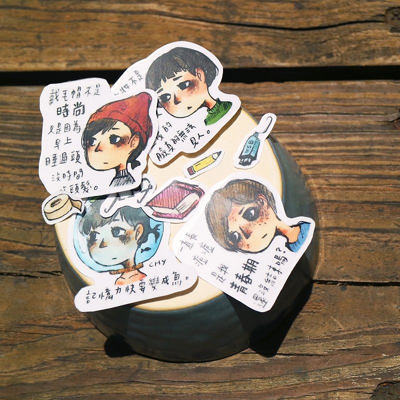 [Inner Monologue of Design Department] Everyday series of hand-painted stickers - Stickers - Paper Multicolor
