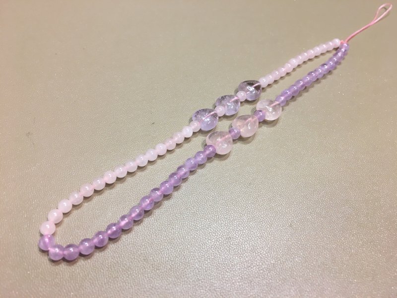 Design - Rose Quartz Lavender Amethyst Heart Shape Pendant - Lanyards & Straps - Crystal 