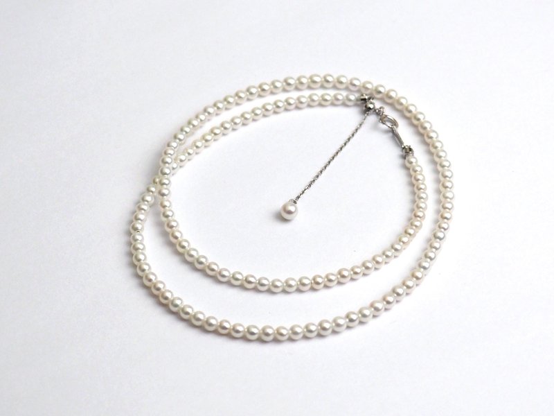 18K Little Lady Series||Pure White and Soft|| Natural Freshwater Pearl Necklace Retractable Chain - สร้อยคอ - ไข่มุก ขาว