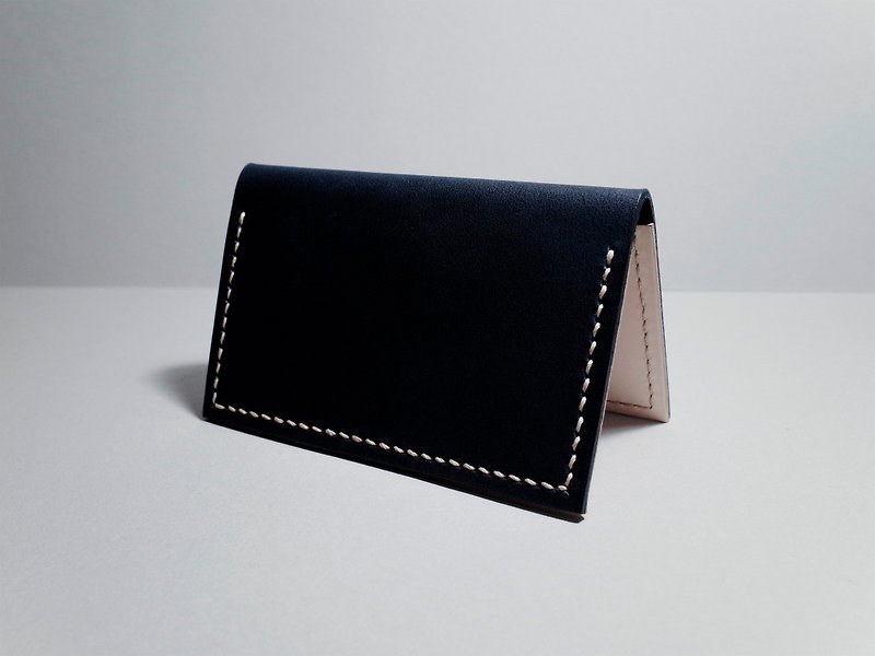 Leather Card Holder (11 colors / engraving service) - Card Holders & Cases - Genuine Leather Black