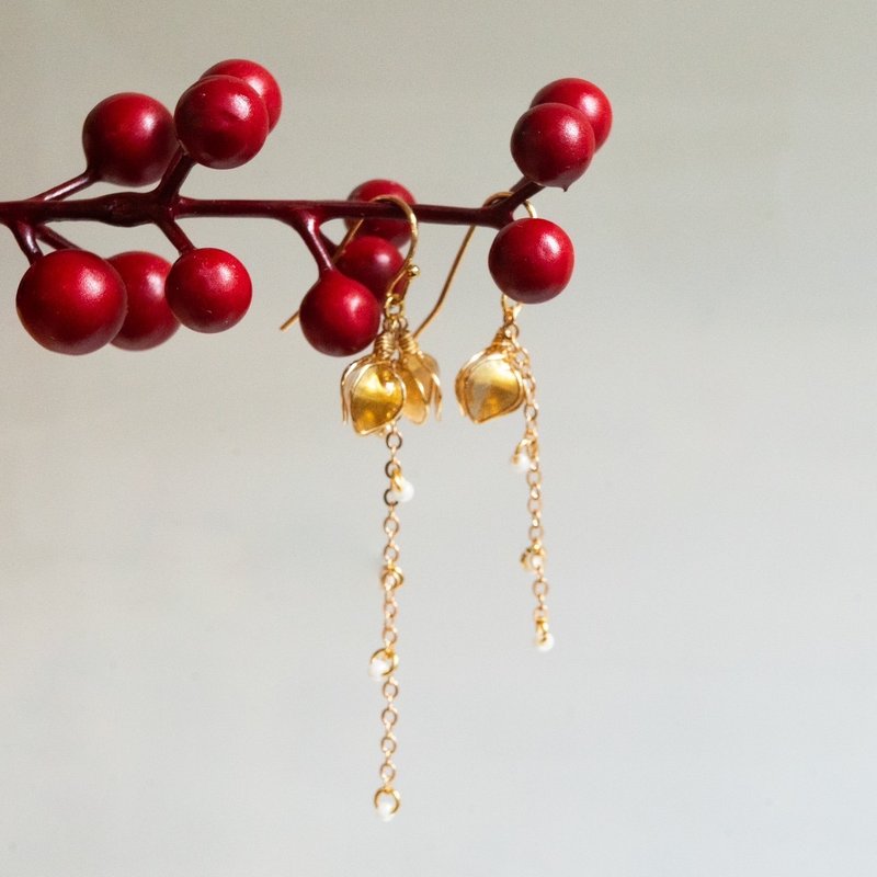 Spot Morning Light Fruit | Clip-On can be changed into clip-on earrings - ต่างหู - เรซิน สีทอง