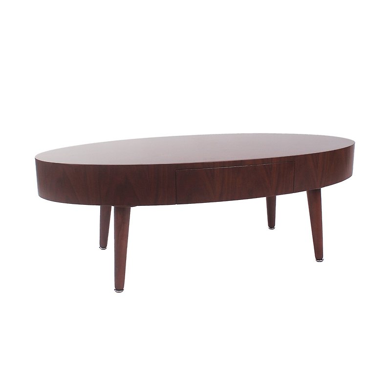 Nordic retro ash single drawer oval coffee table - Other Furniture - Wood Brown