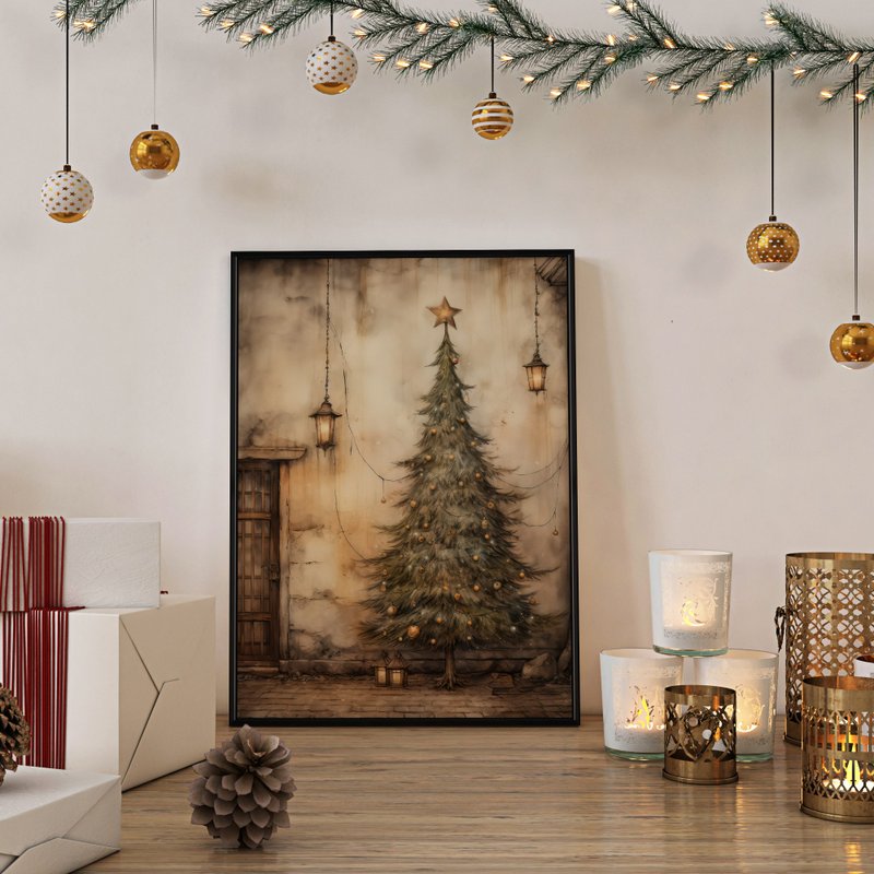 The Light and Love of Christmas - Christmas Illustrations/Christmas Decor - โปสเตอร์ - วัสดุอื่นๆ สีกากี