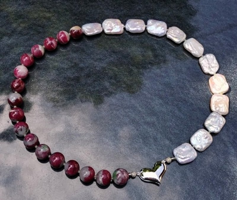 Pinkoi Proxy Purchase - Ruby in Quartz and Baroque Pearl Necklace - Necklaces - Other Materials 