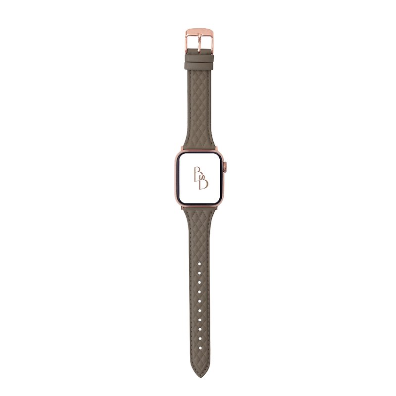 Apple Watch 菱格珍藏 可可灰棕 真皮錶帶 S8/7/6/5/4/3/2/1/SE - 錶帶 - 真皮 咖啡色