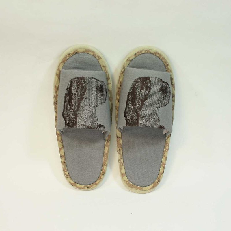Embroidery indoor dog dragging 01- - Women's Casual Shoes - Cotton & Hemp Gray