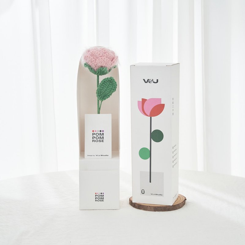 針織玫瑰 POMPOMROSE 初戀的愛 - 擺飾/家飾品 - 聚酯纖維 粉紅色
