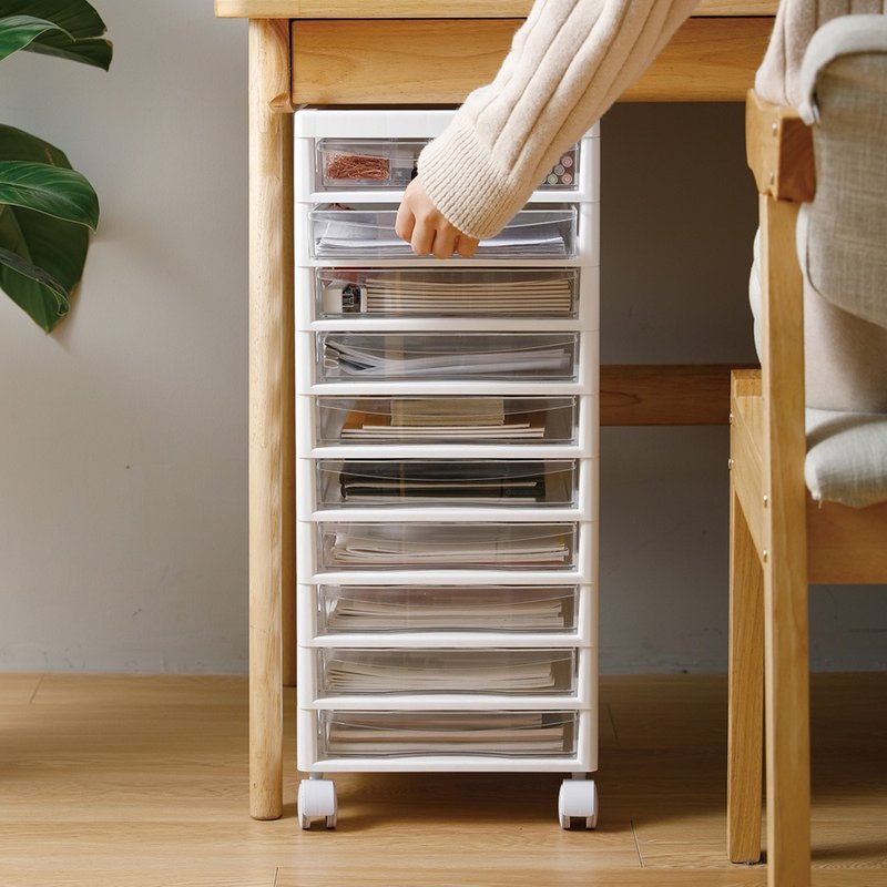 Japanese office mobile A4 file storage cabinet -10 low draw-white - Storage - Plastic White