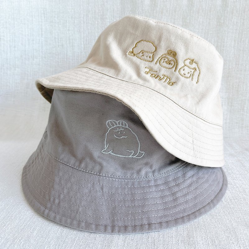 Shrimp Buddies and Shrimp Babies / Reversible Bucket Hats - Hats & Caps - Cotton & Hemp Gray