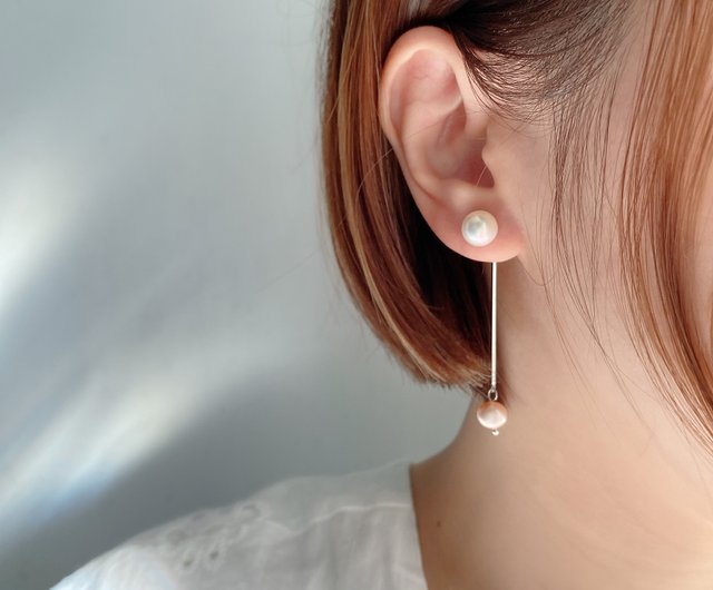 アイスドロップクールで暖かい淡水パールドロップピアス