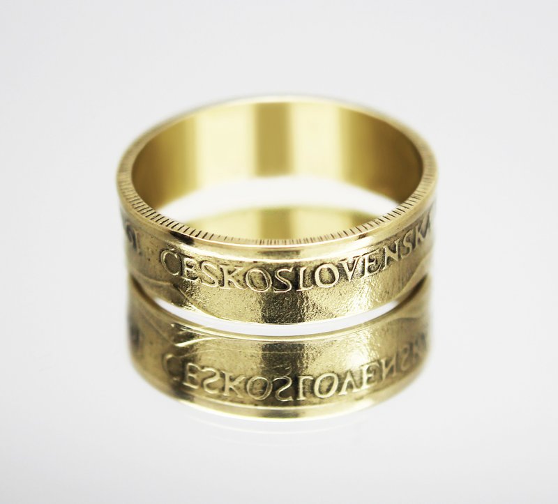 Czechoslovakia Coin Ring 1 crown 1970 coin rings for men coin rings for women - 戒指 - 其他金屬 