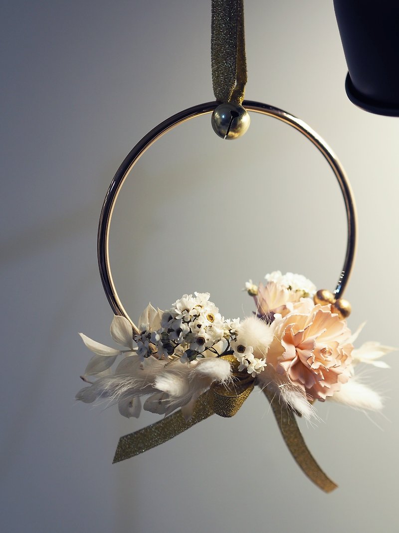 結婚式のブティックギフト聖夜静かなドアのリングのテーマメタルリースドライフラワー永遠の花 - ドライフラワー・ブーケ - 寄せ植え・花 ホワイト