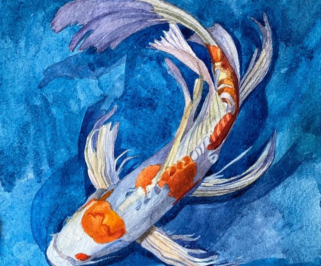 Koi carp original watercolour, popular Cornwall, koi fish art, koi fish painting, original artwork, koi wall art, Japanese koi fish, watercolour art