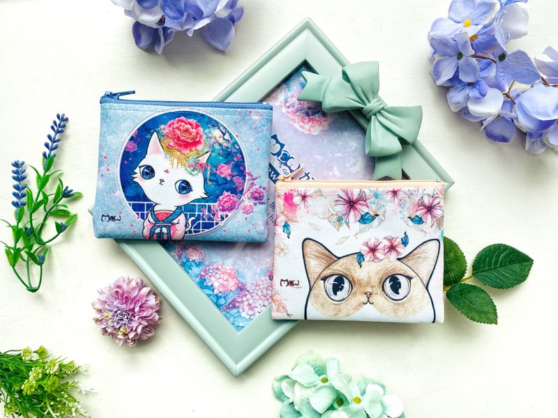 Coin purse | Canvas | Washable non-fading - Huahuamao, Meowfei 2 options - กระเป๋าใส่เหรียญ - ผ้าฝ้าย/ผ้าลินิน หลากหลายสี