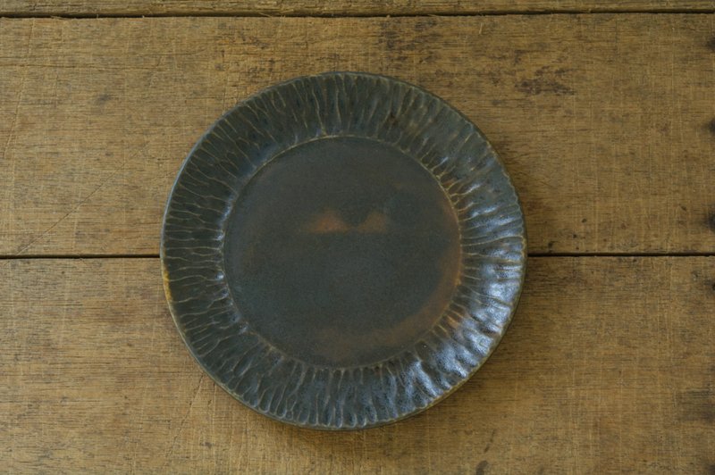 鑿木紋圓盤 | 黑檜 | B - 盤子/餐盤/盤架 - 陶 黑色