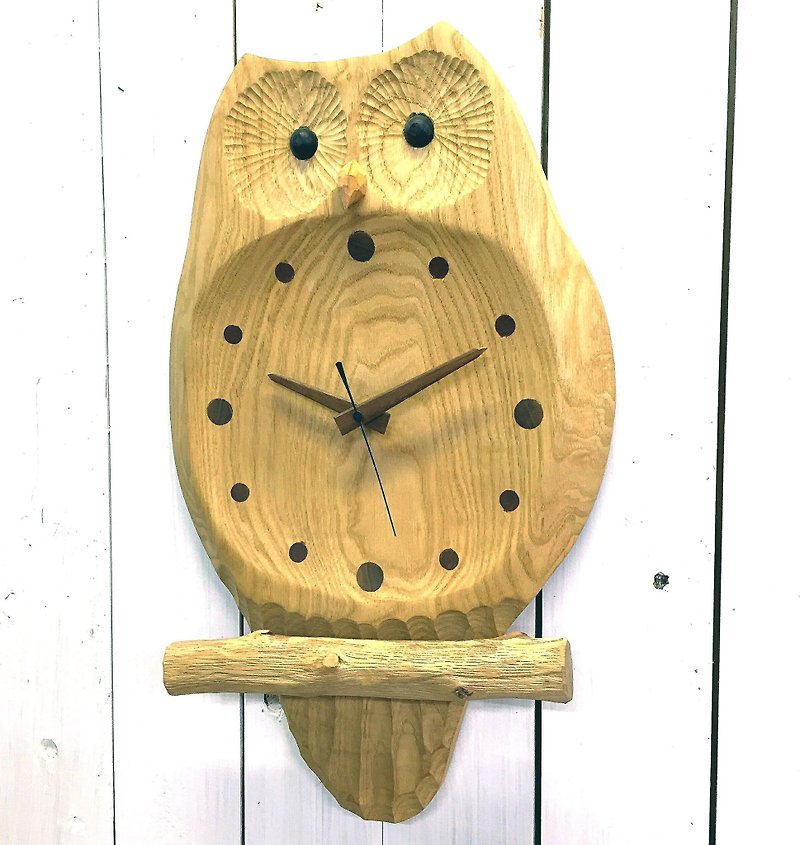 Wall clock of wake up owl Lsize - นาฬิกา - ไม้ สีส้ม