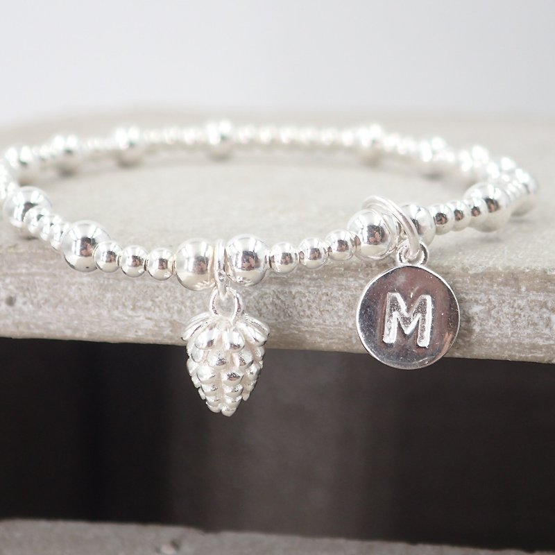 Pinecone Initial Silver 925 Bracelet - Bracelets - Other Metals Silver