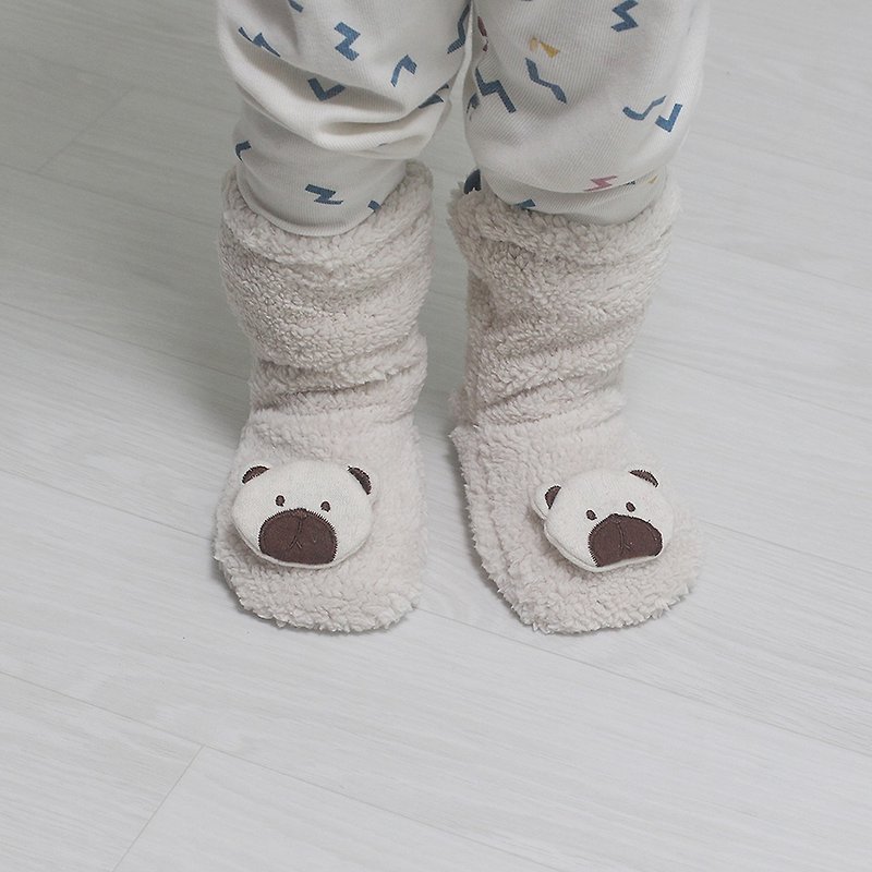 baby white bear wool warm winter socks - ถุงเท้าเด็ก - ขนแกะ ขาว