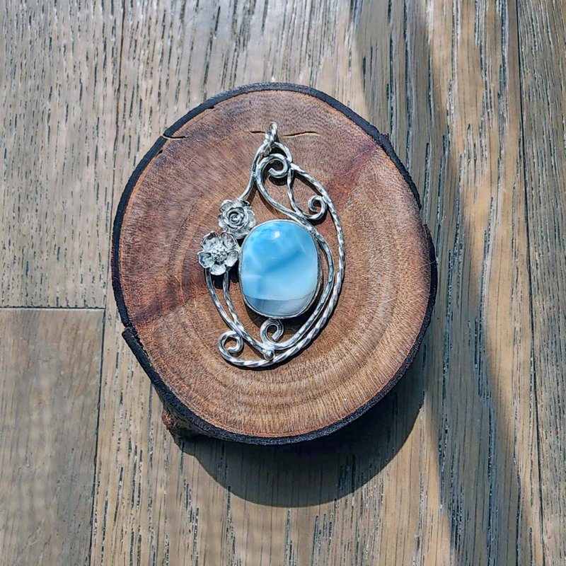 [Handmade by Qu Shuichen] Larimar Sterling Silver Pendant - สร้อยคอ - เครื่องเพชรพลอย สีน้ำเงิน