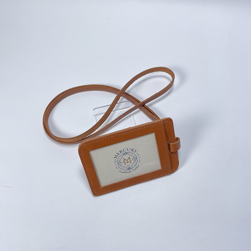 Mercury Genuine Leather ID Card Cover-Straight - ที่ใส่บัตรคล้องคอ - หนังแท้ สีนำ้ตาล