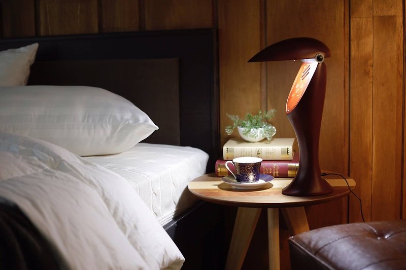 ไม้ โคมไฟ สีนำ้ตาล - Wood Bird modeling LED  eye- caring with bluetooth desk lamp