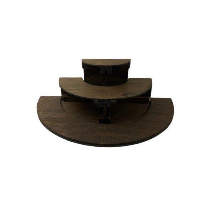 wooden semicircular 3-tier display - Storage - Wood Brown