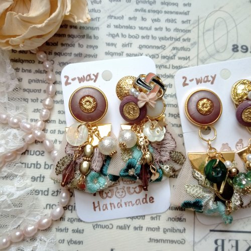 #1059B 2way ゴールド ボタン 個性 ハンドメイド ピアス イヤリング 500x0.jpg