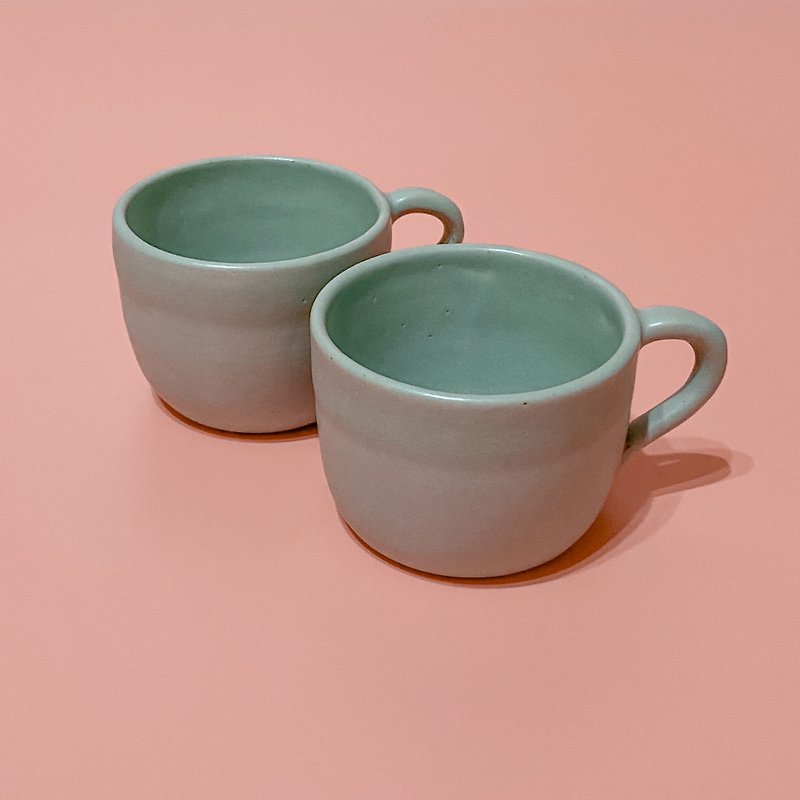 絲綢綠陶瓷馬克杯 --濃湯杯 /對杯/生日禮物/情人節----單入 - 咖啡杯 - 陶 綠色