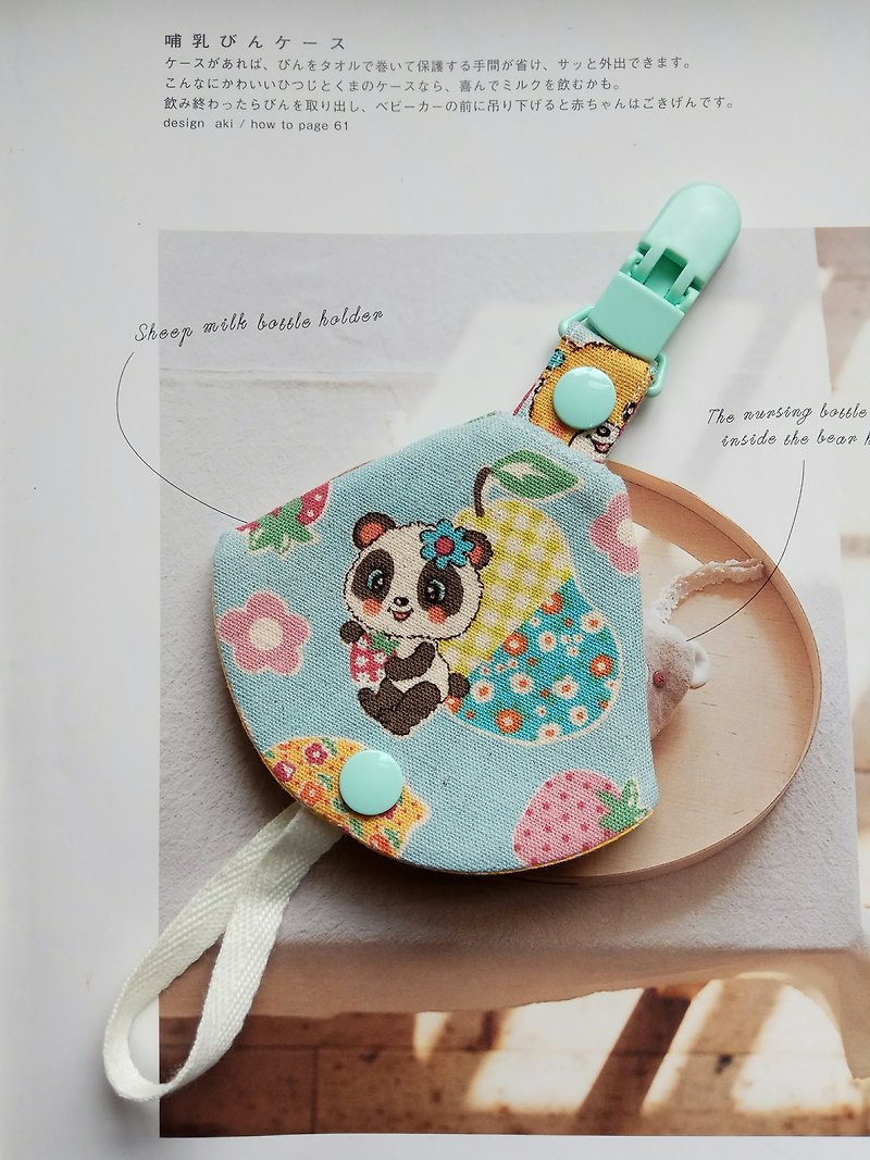 Avocado Cat & Bear Two-in-One Pacifier Clip<Pacifier Dust Cover + Pacifier Clip> Dual Function Pacifier Cover - Bibs - Cotton & Hemp Multicolor