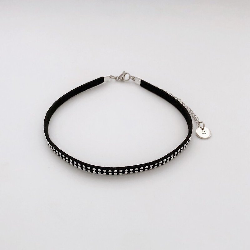 Black fine suede nail necklace - Necklaces - Faux Leather Black