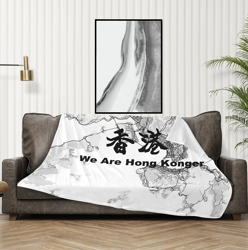 【現貨移民禮物】香港地圖毛毯-文字定制-Farewell禮物 - 被/毛毯 - 聚酯纖維 白色