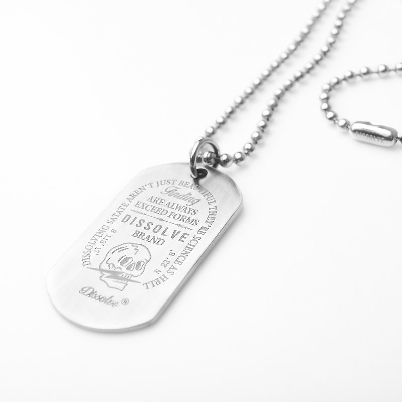 DISSOLVE illustration style titanium steel American military tag custom lettering - สร้อยคอ - โลหะ สีเงิน