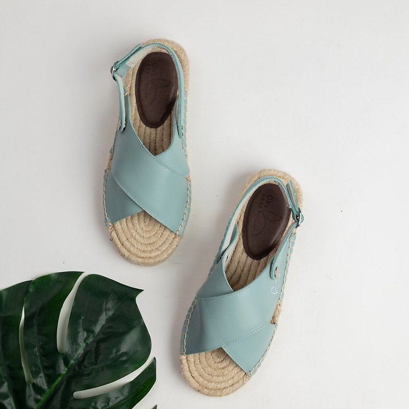 ONESHOE Handmade in Taiwan Leather Espadrilles - Sandals - Genuine Leather Blue