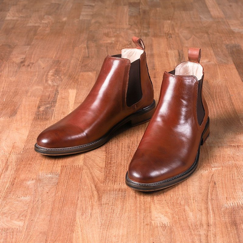 Vanger elegant and beautiful ‧ minimalist high-ge plain chersey boots Va211 coffee - Men's Casual Shoes - Genuine Leather Brown