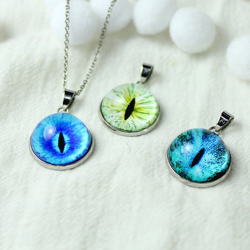 [Cat Eye] 18mmCat'sEye stainless steel necklace - Long Necklaces - Other Metals Multicolor