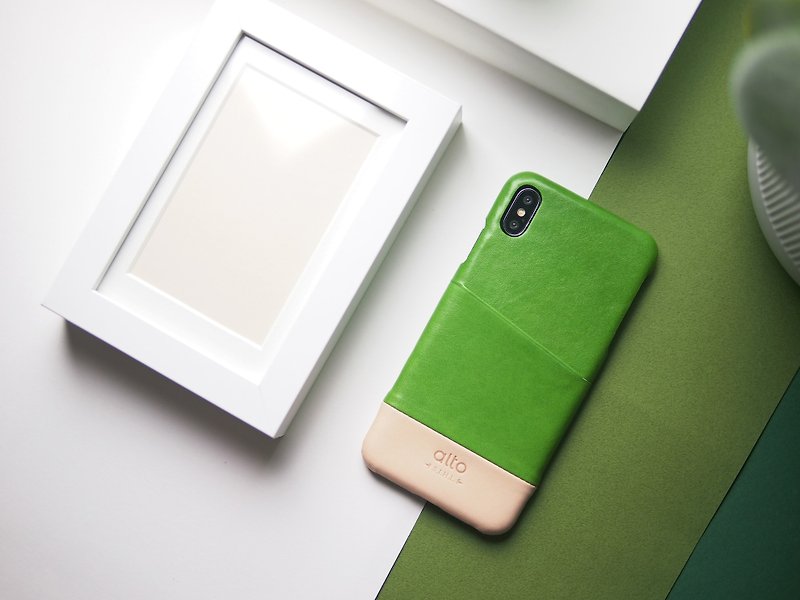alto 真皮手機殼 iPhone Xs Max 6.5吋 Metro - 萊姆綠/本色 - 手機殼/手機套 - 真皮 綠色