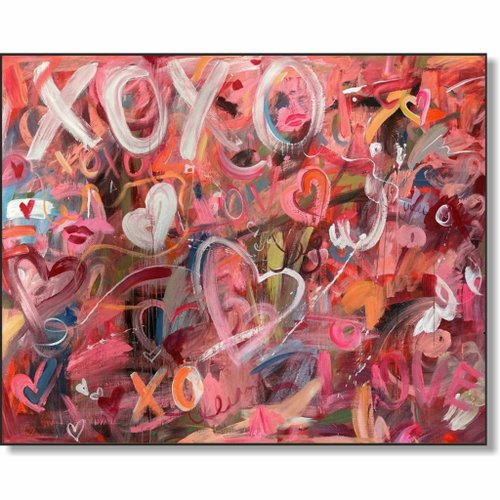 キャンバスに描かれた大きな抽象的なグラフィティスタイルの絵画