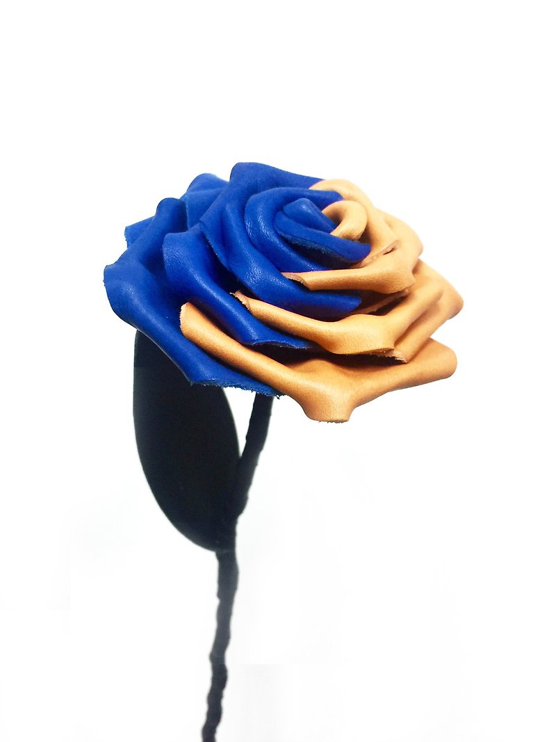 "Contradiction" series Leather Rose - Blue / Orange - Plants - Genuine Leather 