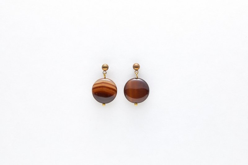 Coffee sugar earrings - Earrings & Clip-ons - Semi-Precious Stones Brown