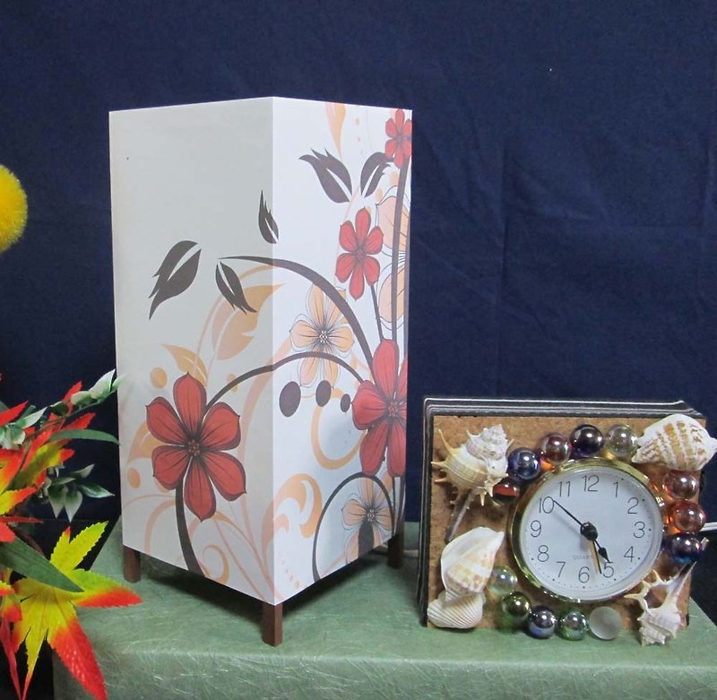 悠久の花びら　飾りスタンド　アラーム置き時計揃い - 照明・ランプ - 紙 オレンジ