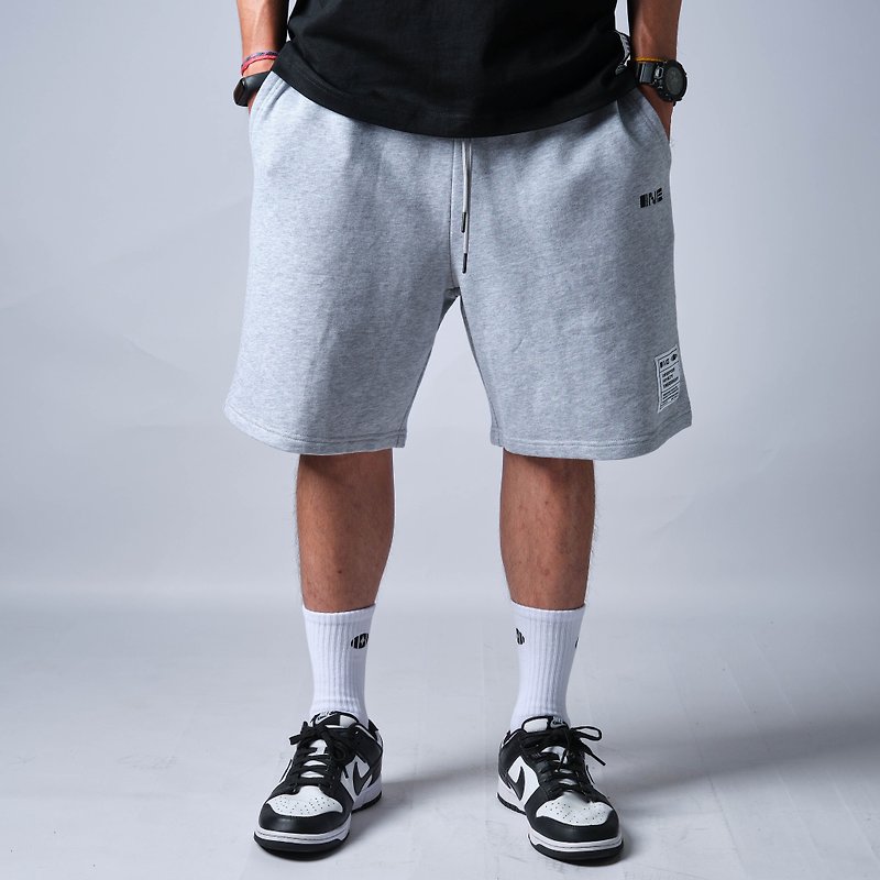 ONE-1111-STUDIO Thick Pound Shorts/Knee Length/Pure Cotton French Terry/Light Gray - Men's Shorts - Cotton & Hemp Silver